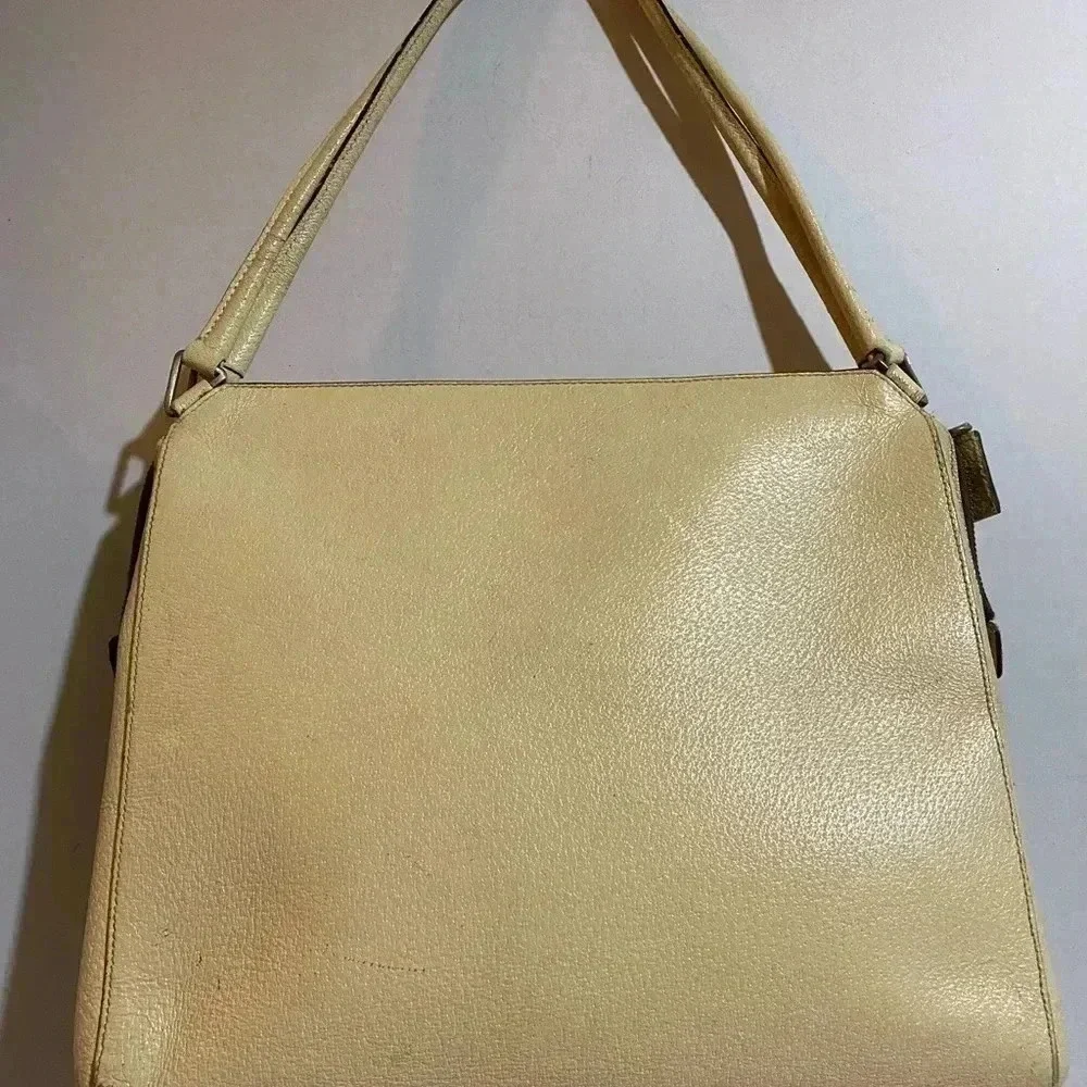 Prada  vintage beige cream leather handle handbag
